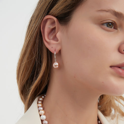 Classic Hook Pink Baroque Pearl Earrings - House Of Pearls